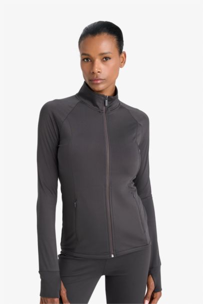 DeFactoFit Fitted Stand Collar Zippered Sports Cardigan