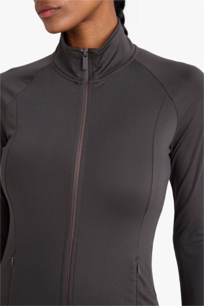 DeFactoFit Fitted Stand Collar Zippered Sports Cardigan