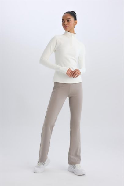 Flare Fit Sporcu İnce Eşofman Altı İspanyol Paça Standart Boy Basic Düz