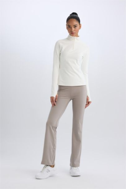 Flare Fit Sporcu İnce Eşofman Altı İspanyol Paça Standart Boy Basic Düz