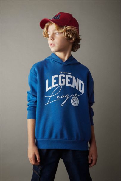 Boy Oversize Fit Hooded Thick Sweatshirt