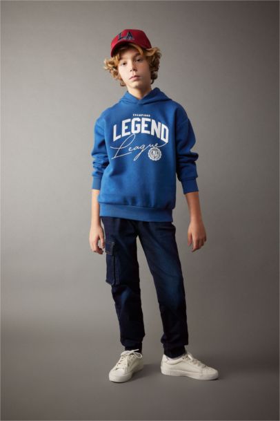 Boy Oversize Fit Hooded Thick Sweatshirt