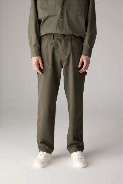 Straight Fit Regular Hem Gabardine Trousers
