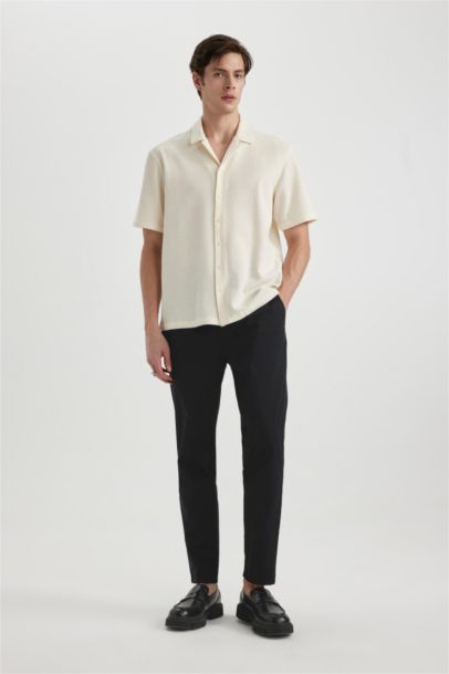 Relax Fit Apache Neck Cotton Short Sleeve Shirt