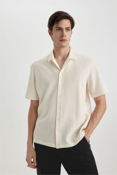 Relax Fit Apache Neck Cotton Short Sleeve Shirt