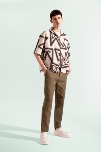 Regular Fit Regular Hem Cotton Trousers