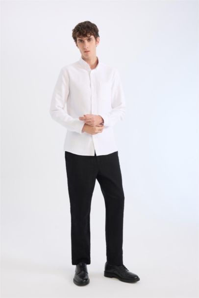 %100 Pamuk Yazlık Jogger Pantolon Regular Fit Normal Kesim Keten Görünümlü Düz Paça Cepli