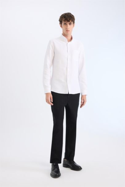 %100 Pamuk Yazlık Jogger Pantolon Regular Fit Normal Kesim Keten Görünümlü Düz Paça Cepli