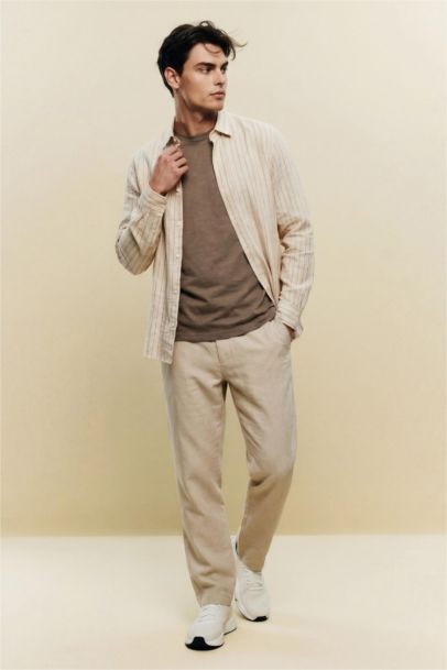 Regular Fit Regular Hem Cotton Trousers