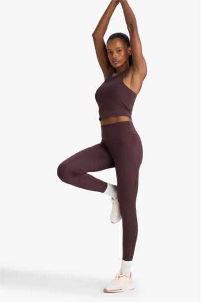 Toparlayıcı Yüksek Bel Esnek Kumaş Basic Sporcu Tayt