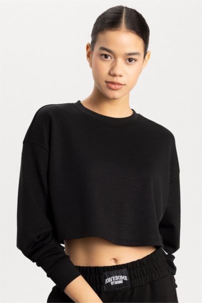 DeFactoFit Crew Neck Sports Crop Sweatshirt