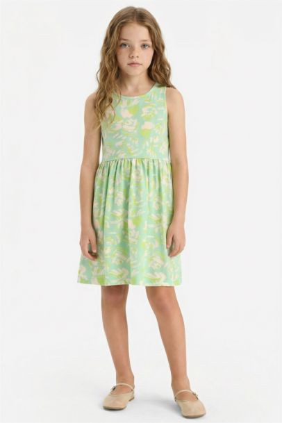 Girl Patterned Sleeveless Dress