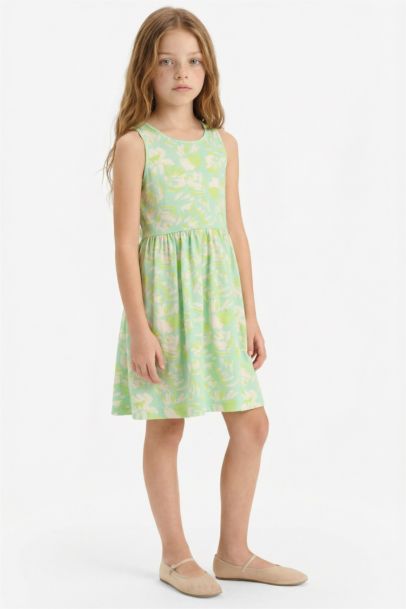 Girl Patterned Sleeveless Dress