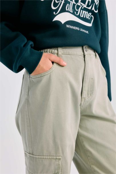 Pantalon de Jogging Cargo Gabardine Taille Haute