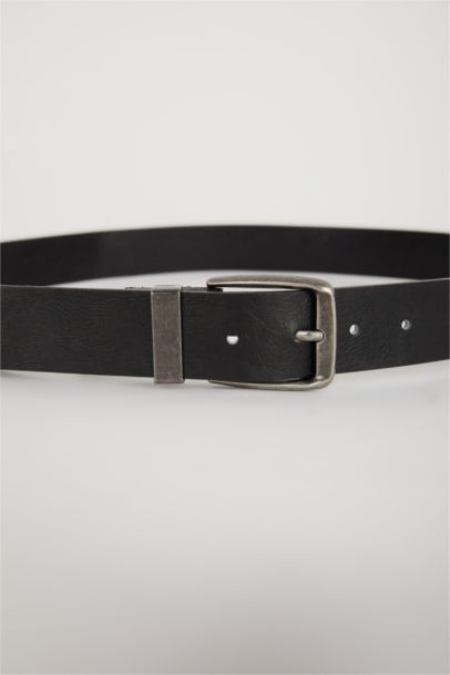 Erkek Dikdörtgen Toka Suni Deri Jean Kemeri