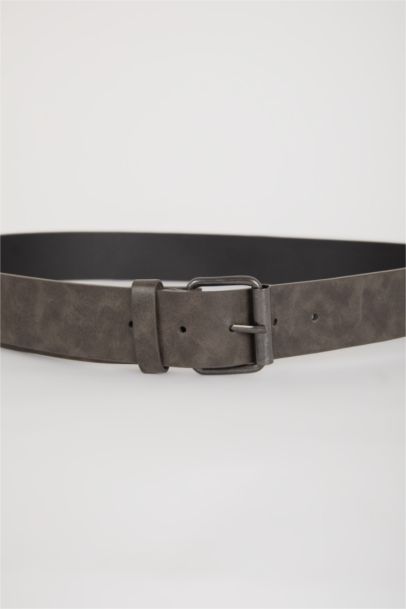 Erkek Kare Toka Suni Deri Jean Kemeri