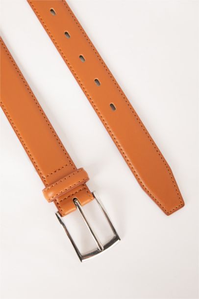 Erkek Dikdörtgen Toka Suni Deri Günlük Kemer