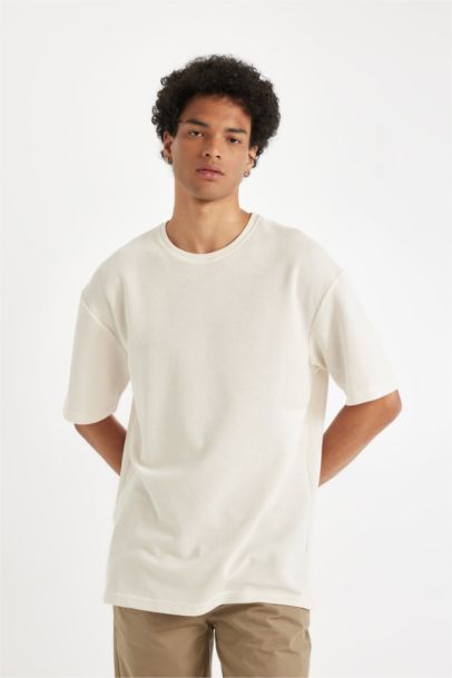 Comfort Regular Fit Rahat Kesim Bisiklet Yaka Kısa Kollu Ağır Kumaş Basic Düz Tişört