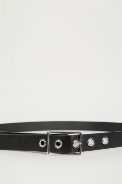 Kadın Dikdörtgen Toka Suni Deri Günlük Kemer