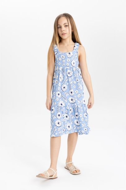 Girl Patterned Cotton Sleeveless Dress