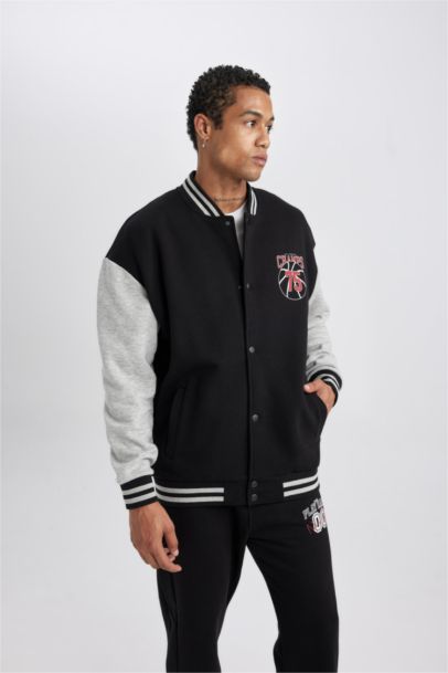 DeFactoFit Oversize Fit Printed Seasonal Bomber Jacket