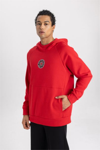 DeFactoFit Oversize Fit Printed Hooded Thick Sweatshirt