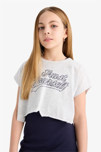 2'li Takım Bisiklet Yaka Tişört Fitilli Kaşkorse Yazlık Elbise Kız Çocuk