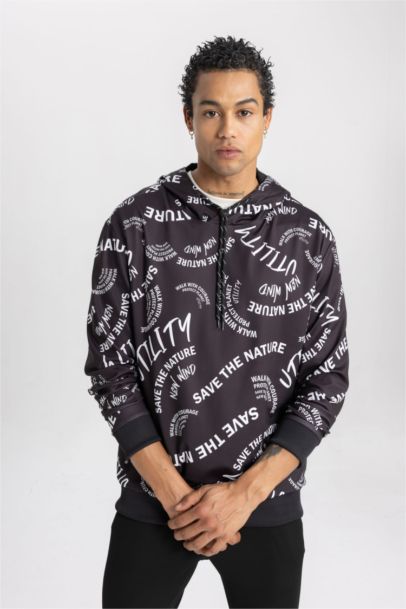 سويت شيرت رياضي قصة عادية بكابيشون قماش سكوبا من DeFactoFit