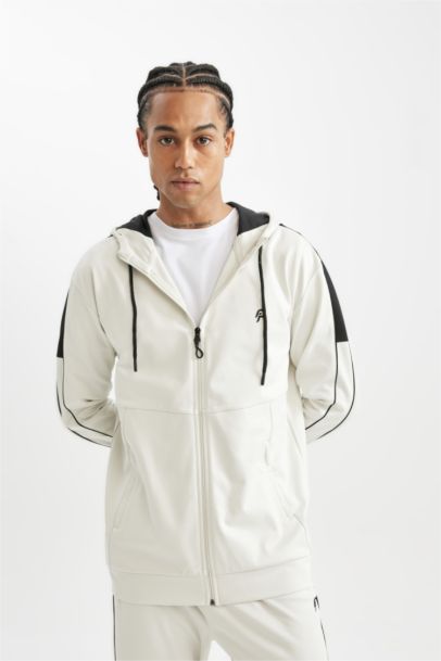 جاكيت رياضي قماش سكوبا قصة عادية بسحاب من DeFactoFit