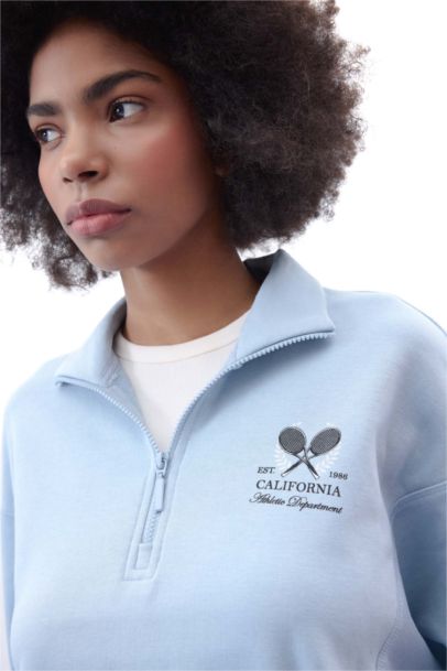 DeFactoFit Oversize Fit Printed Zippered Sports Sweatshirt