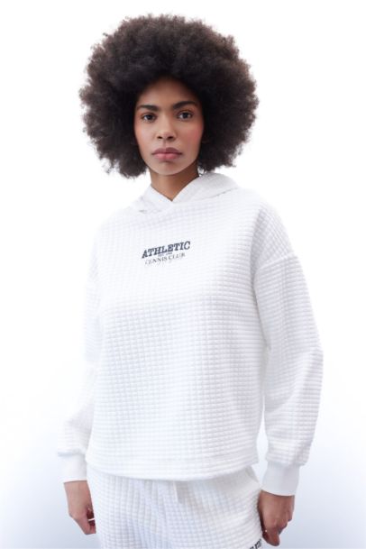 Oversize Fit Hooded Quilted Sports Sweatshirt