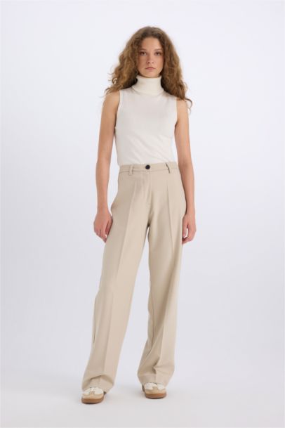 بنطرون وايد ليج برجل واسع وخصر عالي