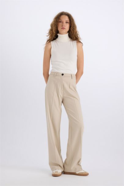 بنطرون وايد ليج برجل واسع وخصر عالي