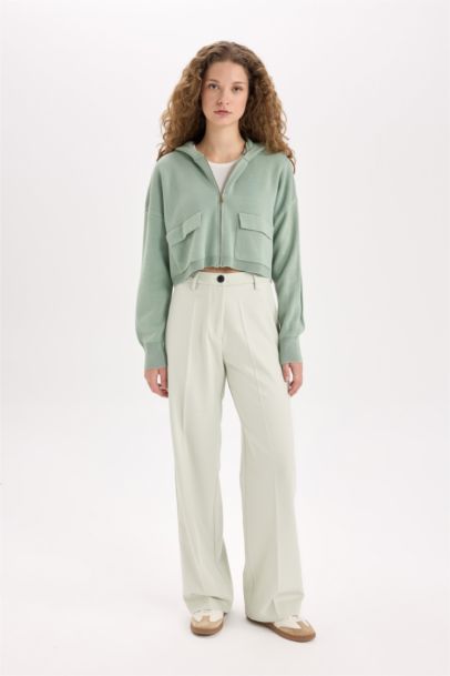 بنطرون وايد ليج برجل واسع وخصر عالي