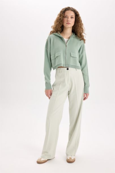 بنطرون وايد ليج برجل واسع وخصر عالي