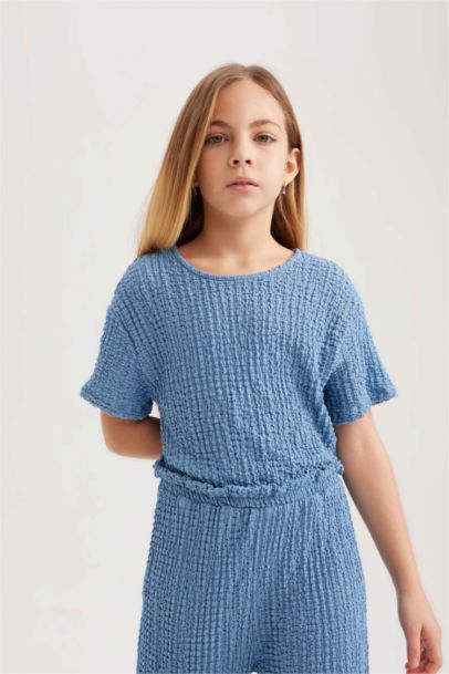 Girl Short Sleeve Long Jumpsuit