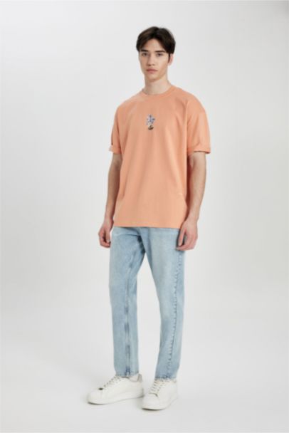 Oversize Fit Crew Neck Printed Short Sleeve T-Shirt