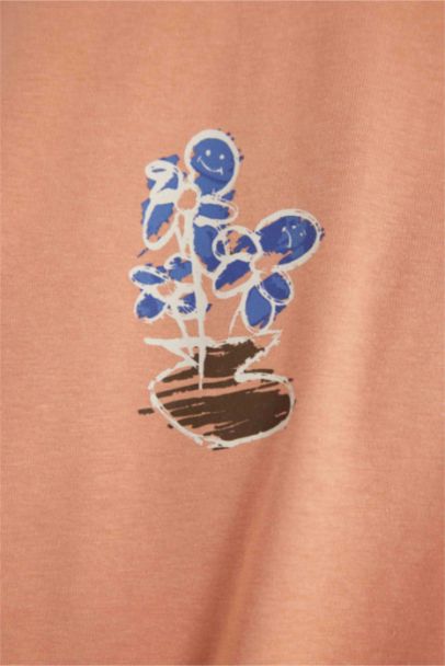 Oversize Fit Crew Neck Printed Short Sleeve T-Shirt