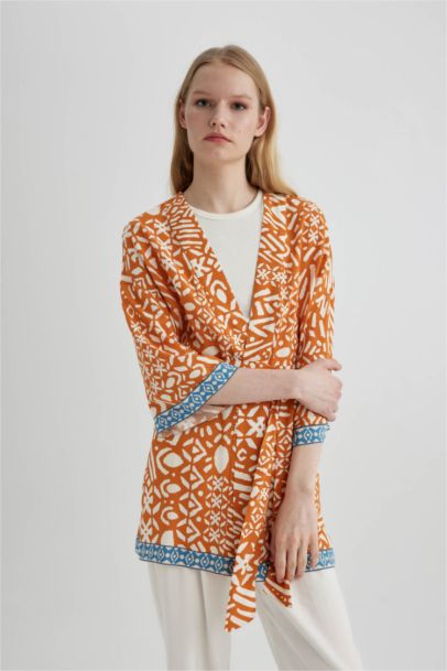 Oversize Fit Shawl Collar Long Sleeve Blouse