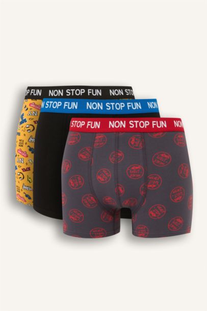 Regular Fit Patterned 3 Piece Boxers