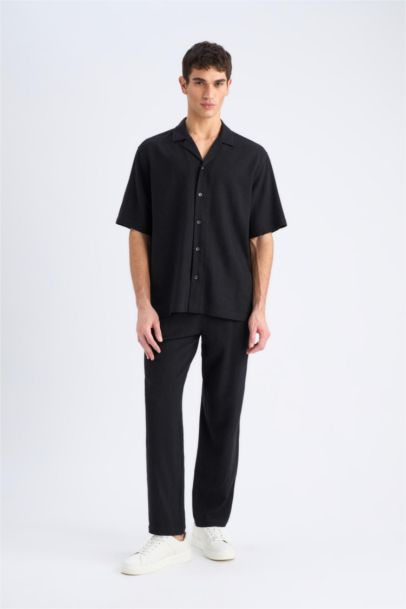 Viscose Regular Fit Linen Blend Straight Leg Summer Joggers