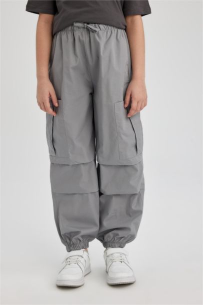 Girl Parachute Cargo Cotton Trousers
