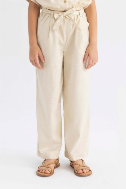 Girl Wide Leg Cotton Trousers