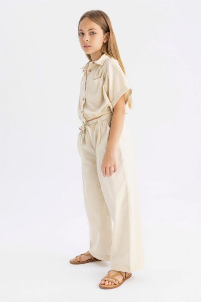Girl Wide Leg Cotton Trousers