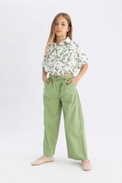 Girl Wide Leg Cotton Trousers