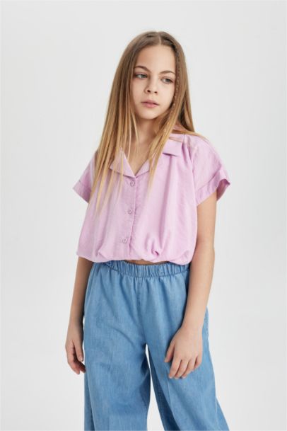 Girl Short Sleeve Crop Shirt