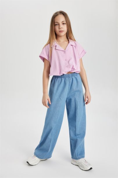 Girl Short Sleeve Crop Shirt