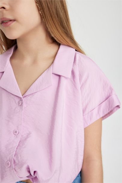 Girl Short Sleeve Crop Shirt