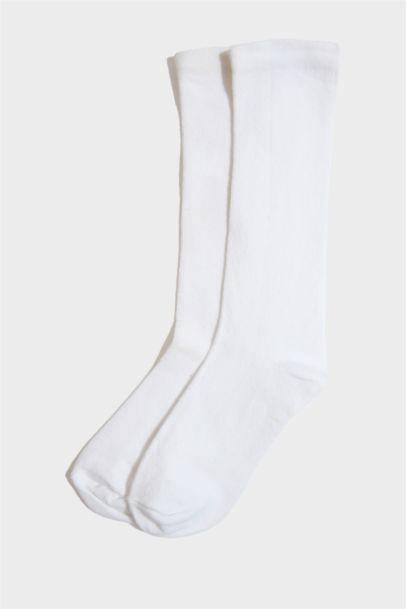 جوارب بناتي طويل قطن - قطعتين