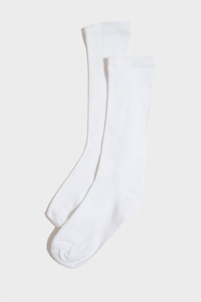 جوارب بناتي طويل قطن - قطعتين